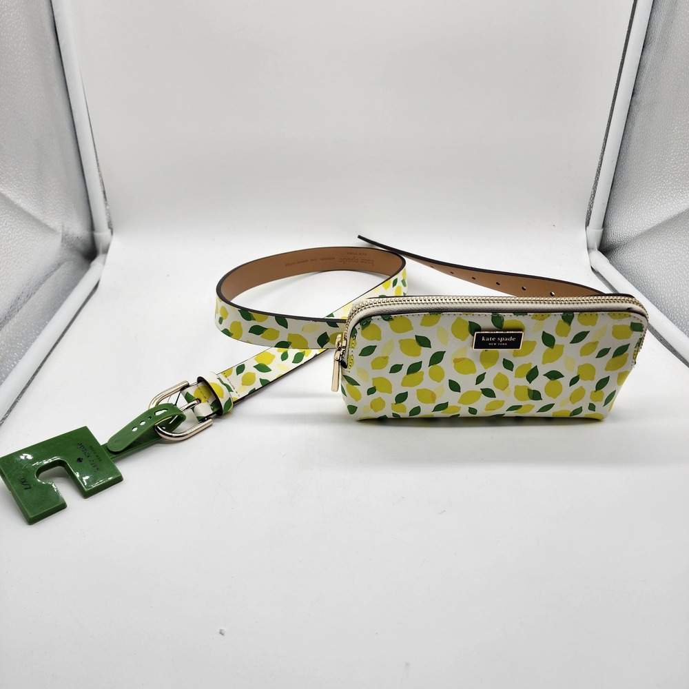 NWT Kate Spade Lemon Print Belt Bag Women's L/XL Leather Zip Pouch